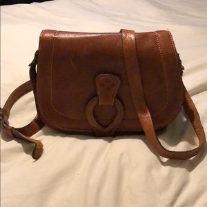 Patricia Nash Leather Brown Saddle Bag